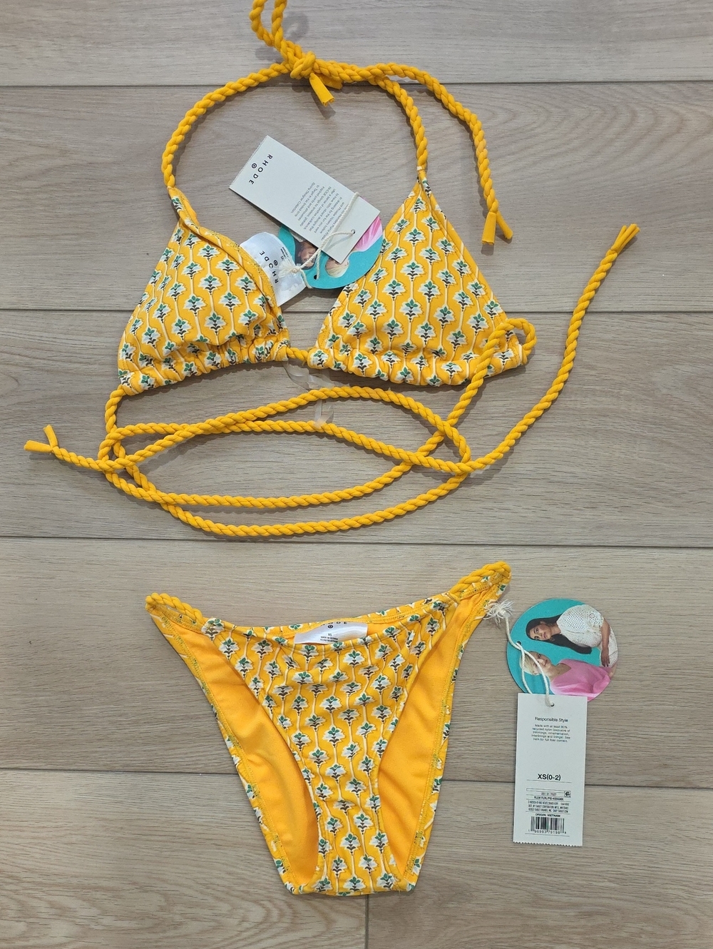 Rhode Yellow Floral Triangle Bikini Set